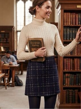 ⁠Forever 21 Dark Academia Tweed Check Mini Skirt Size 30 / 10⁠ Preppy